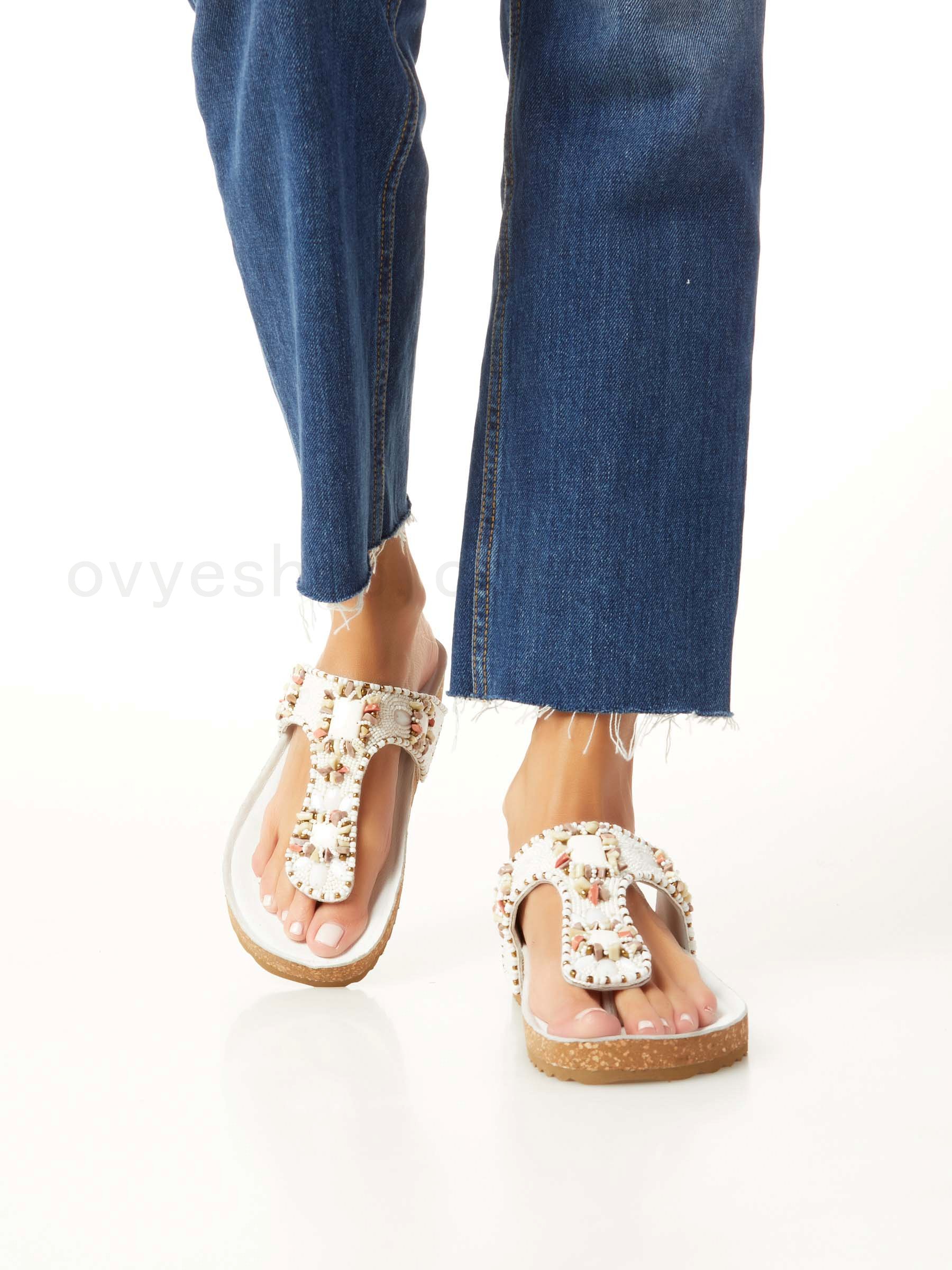 (image for) ovyè scarpe Flip Flop In Leather With Beads F0817885-0538